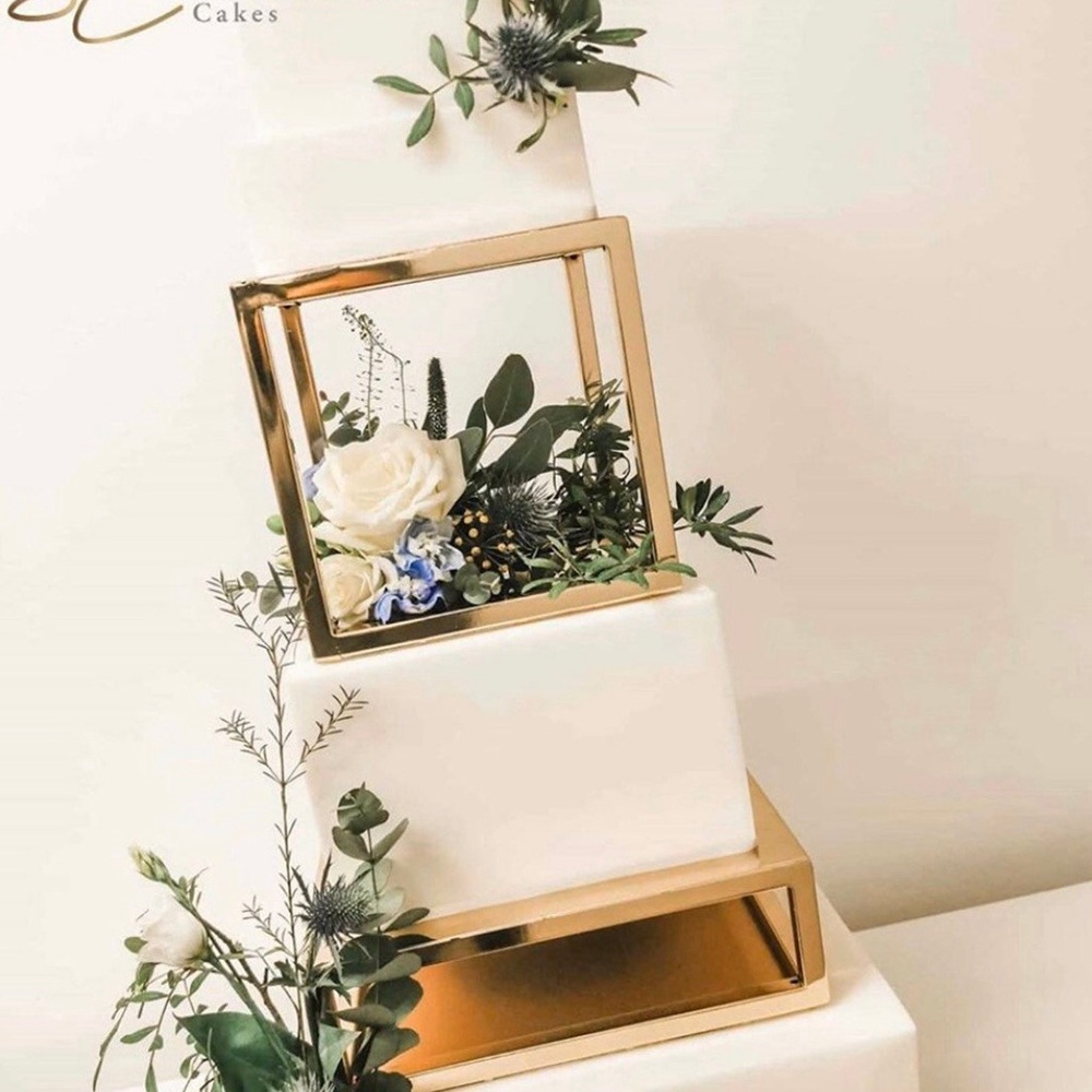 Gold Metallic Cake Spacer Set - Square and Rectangle
